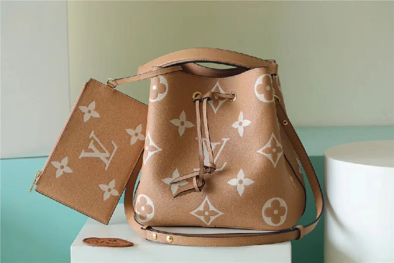 Louis Vuitton NeoNoe MM Monogram Empreinte Arizona Beige / Cream For Women. Women-s Handbags 10.2in/26cm LV M45808