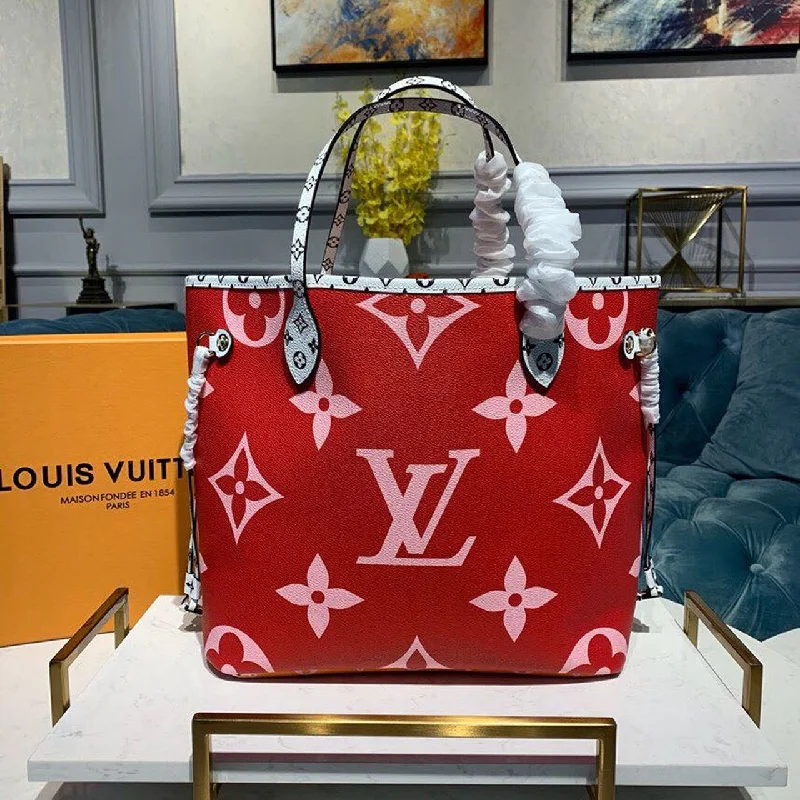 Louis Vuitton Neverfull MM Tote Bag Monogram Canvas Red For Women. Women-s Handbags 12.6in/32cm LV M44567