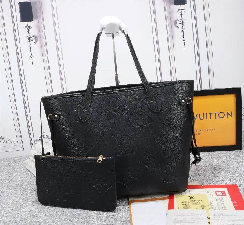 Louis Vuitton Neverfull MM Tote Bag Monogram Empreinte Black For Women. Women-s Handbags. Shoulder Bags 12.2in/31cm LV M45685