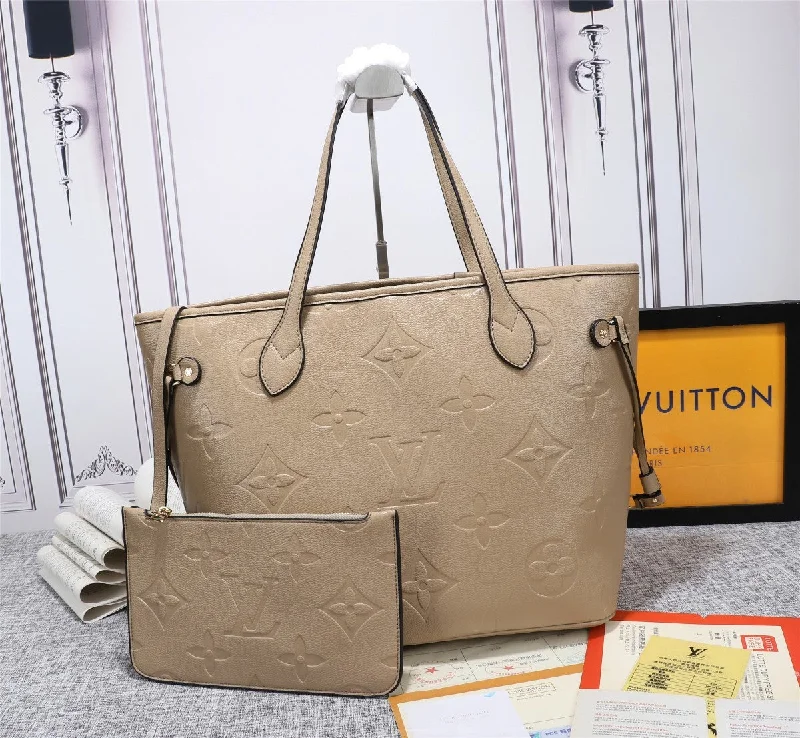 Louis Vuitton Neverfull MM Tote Bag Monogram Empreinte Tourterelle Gray For Women. Women-s Handbags. Shoulder Bags 12.2in/31cm LV M45686