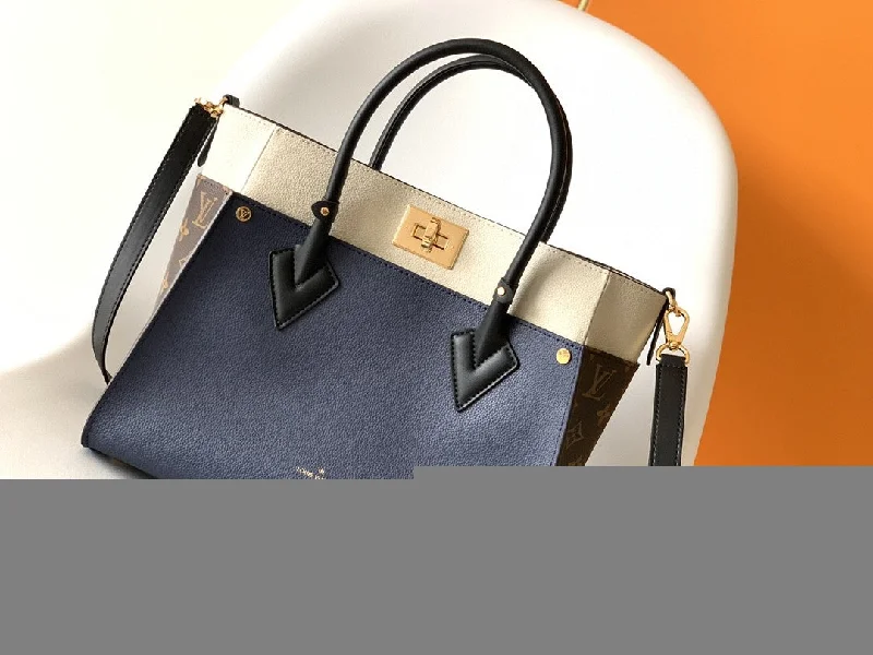 Louis Vuitton On My Side MM Tote Bag Monogram Canvas Navy Blue For Women. Women-s Handbags. Shoulder Bags 12in/31cm LV M55933