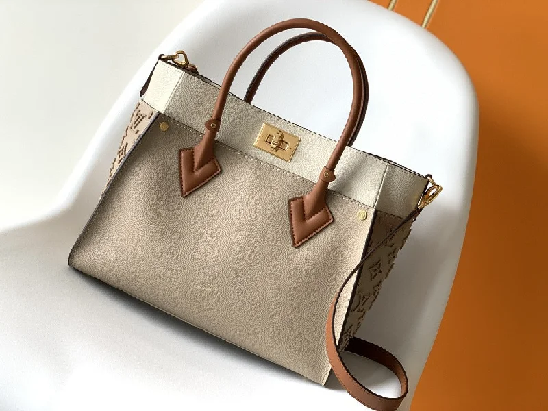 Louis Vuitton On My Side MM Tote Bag Monogram Tufting On Nappa Softy For Women. Women-s Handbags. Shoulder Bags 12in/31cm Galet Grey LV M53825