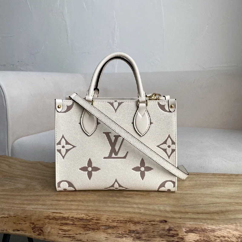 Louis Vuitton On The Go PM Bag Monogram Empreinte 9.8in/25cm Beige LV