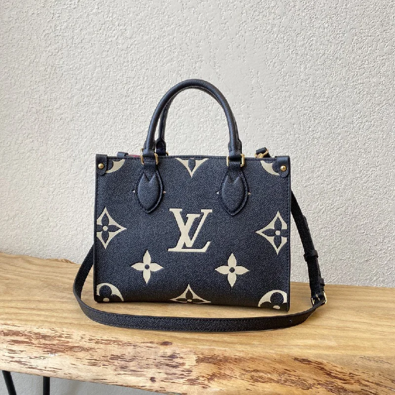 Louis Vuitton On The Go PM Bag Monogram Empreinte 9.8in/25cm Black/Beige LV M45659