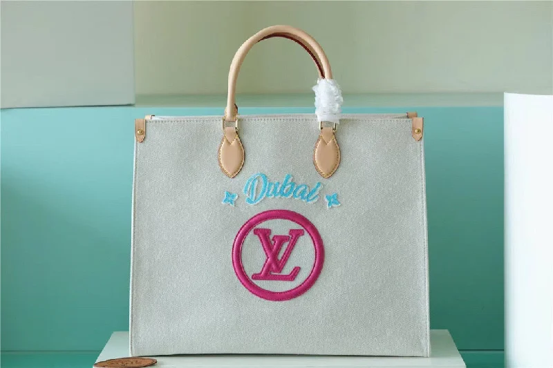 Louis Vuitton Onthego GM Monogram Giant And Raffia White/ Pink For Women. Women-s Handbags. Shoulder And Crossbody Bags 41cm/16.1in LV