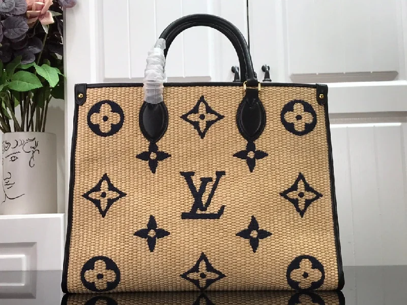 Louis Vuitton OnTheGo GM Tote Bag Monogram Raffia Blue For Women. Women-s Handbags. Shoulder Bags 16.1in/41cm LV M57644