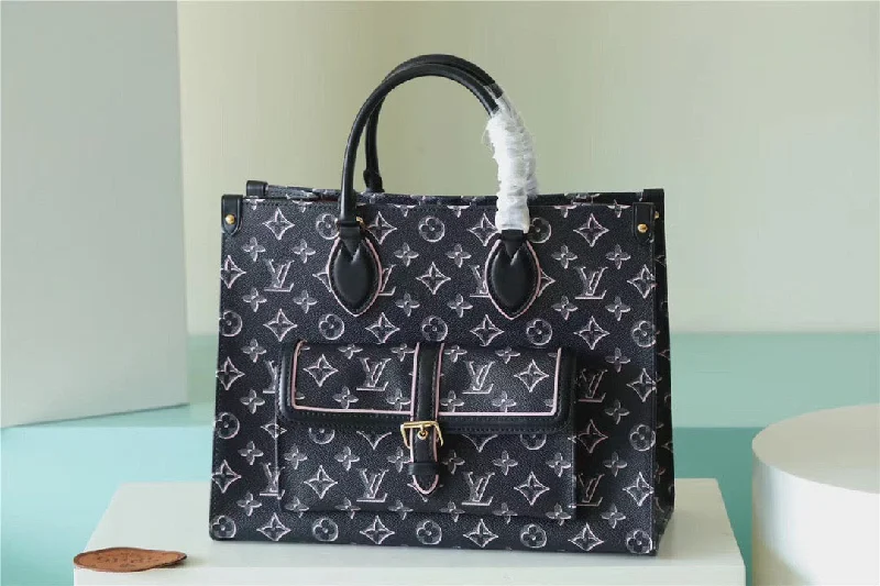 Louis Vuitton OnTheGo MM Monogram Canvas Black For Women. Women-s Handbags. Shoulder And Crossbody Bags 13.8in/35cm LV M46154