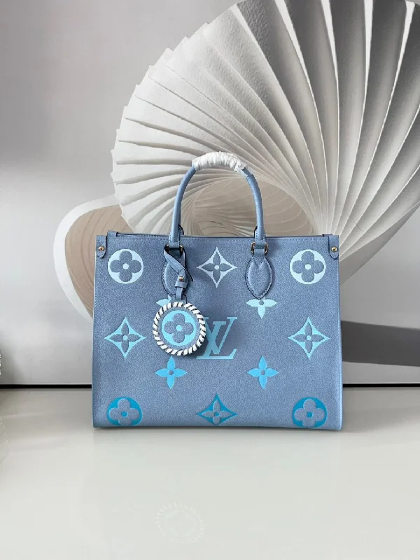 Louis Vuitton OnTheGo MM Monogram Empreinte Summer Blue For By The Pool Collection. Women Handbags. Tote Bags 13.8in/35cm LV M45718