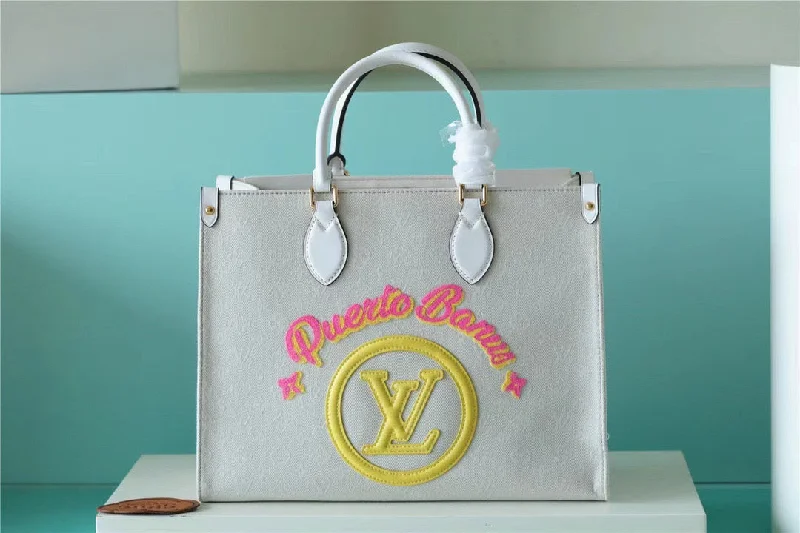 Louis Vuitton Onthego MM Monogram Giant And Raffia White/ Yellow For Women. Women-s Handbags. Shoulder And Crossbody Bags 35cm/13.8in LV