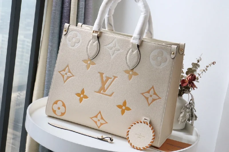 Louis Vuitton OnTheGo MM Tote Bag Monogram Empreinte Cream For The Pool Collection. Women-s Handbags 13.8in/35cm LV M45717