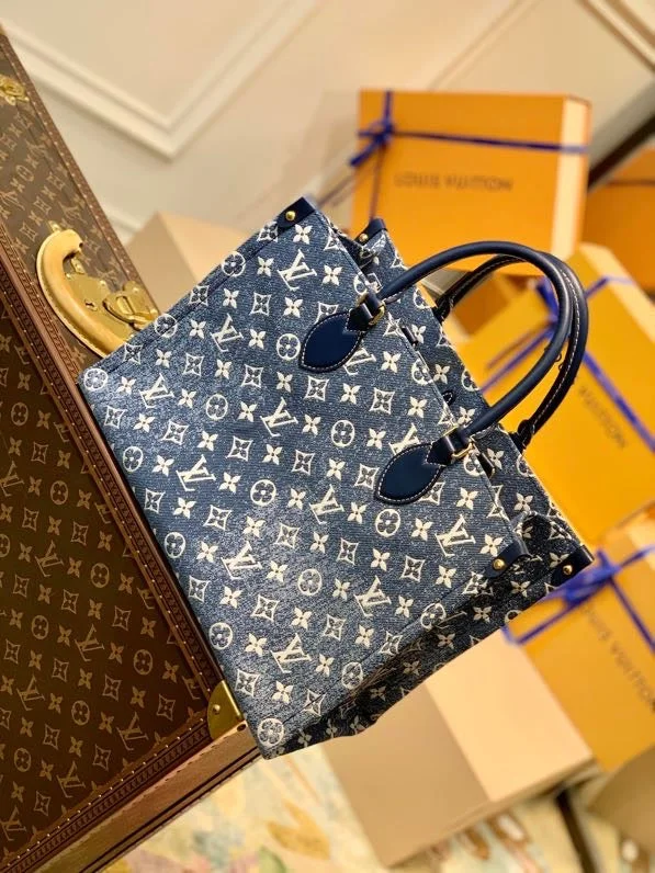 Louis Vuitton Onthego MM Tote Bag Navy Blue For Women 12.2in/31cm LV M59608