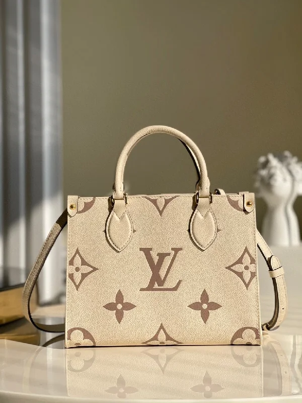 Louis Vuitton Onthego PM Monogram Empreinte Tourterelle Grey/Beige For Women. Women-s Handbags. Shoulder And Crossbody Bags 9.8in/25cm LV M45654