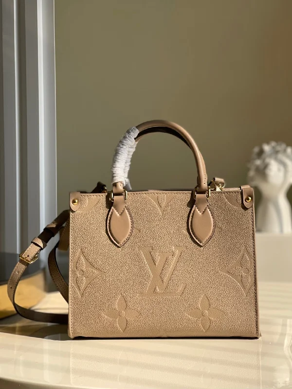 Louis Vuitton OnTheGo PM Tote Bag Monogram Empreinte Beige For Women. Women-s Handbags. Shoulder And Crossbody Bags 9.8in/25cm LV