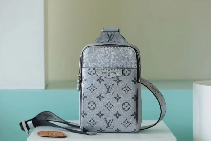 Louis Vuitton Outdoor Sling Bag Taigarama Gunmetal Gray For Men. Men-s Bags. Crossbody Bags 8.3in/21cm LV