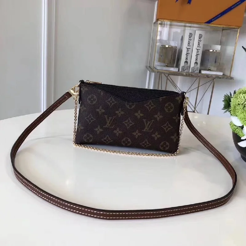 Louis Vuitton Pallas Clutch Monogram Canvas Black For Women. Women-s Handbag. Shoulder And Crossbody Bags 8.3in/21cm LV M44058