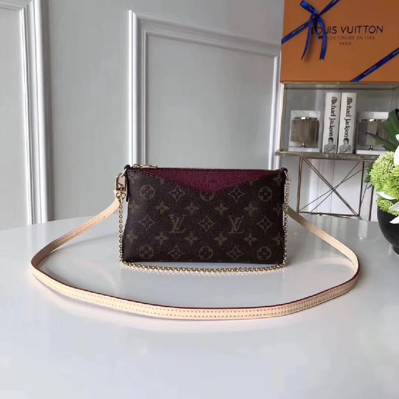 Louis Vuitton Pallas Clutch Monogram Canvas Burgundy For Women. Women-s Handbag. Shoulder And Crossbody Bags 8.3in/21cm LV M41639