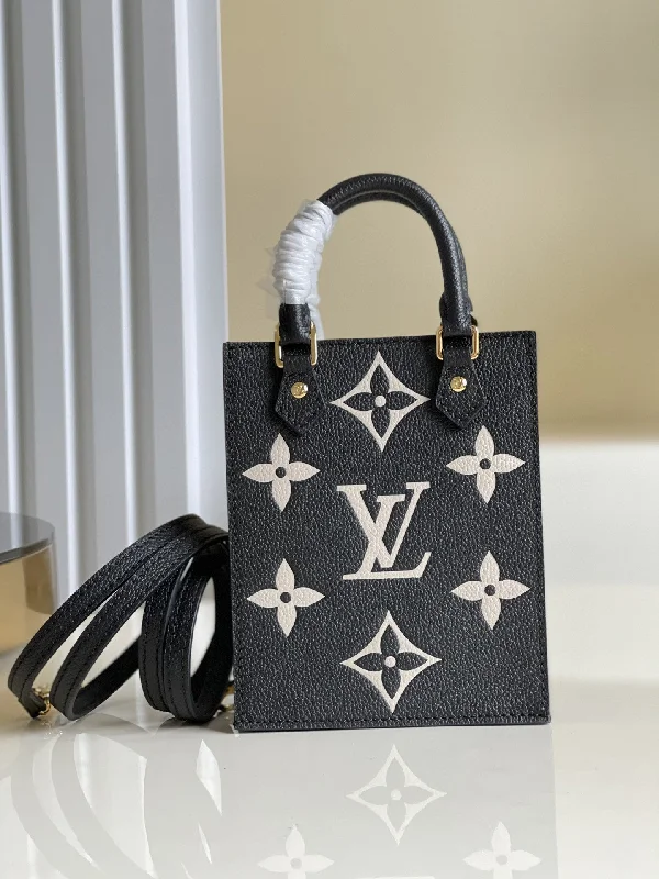 Louis Vuitton Petit Sac Plat Monogram Empreinte Black/Beige For Women. Women-s Handbags. Shoulder And Crossbody Bags 5.5in/14cm LV M81416