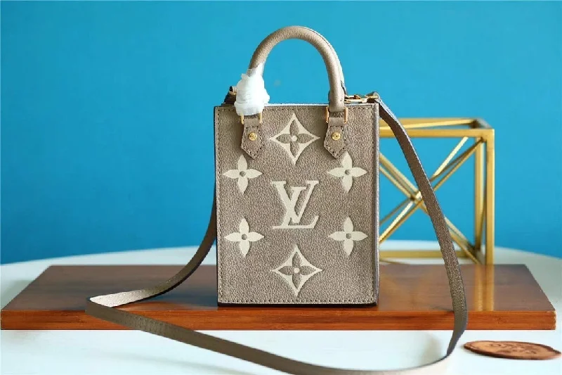 Louis Vuitton Petit Sac Plat Monogram Empreinte Tourterelle Beige/Cream For Women. Women-s Handbags. Shoulder And Crossbody Bags 5.5in/14cm LV