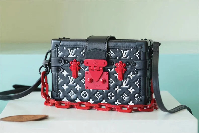 Louis Vuitton Petite Malle Embossed And Foamed Black/ White For Women. Women-s Handbags. Shoulder And Crossbody Bags 7.9in/20cm LV M59638