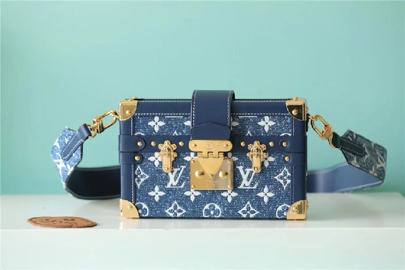 Louis Vuitton Petite Malle Jacquard Since 1854 Blue For Women. Women-s Handbags. Shoulder Bags And Crossbody Bags 7.5in/19cm LV