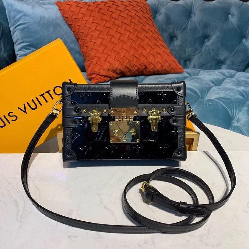 Louis Vuitton Petite Malle Monogram Vernis Black For Women. Women-s Handbags. Shoulder And Crossbody Bags 7.9in/19cm LV M54180