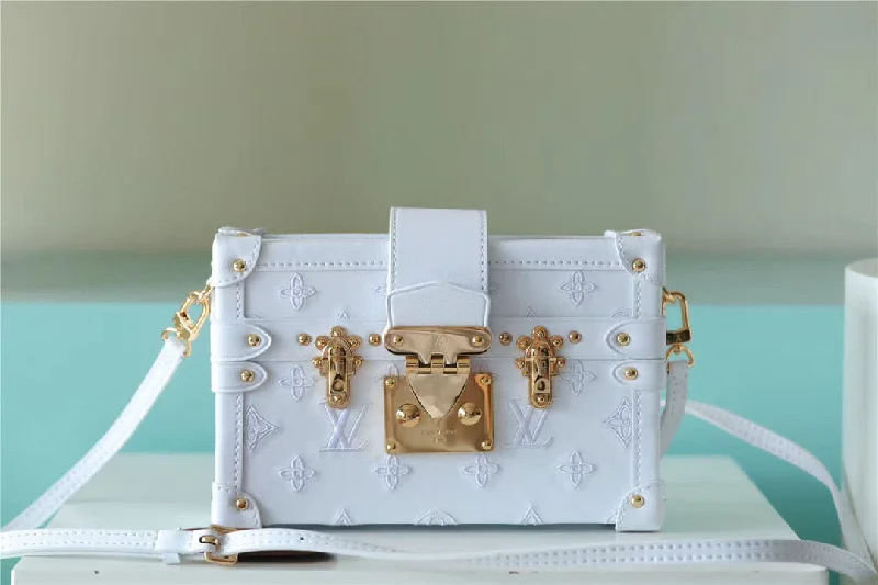 Louis Vuitton Petite Malle Monogram White For Women. Women-s Handbags. Shoulder And Crossbody Bags 7.9in/20cm LV M20847