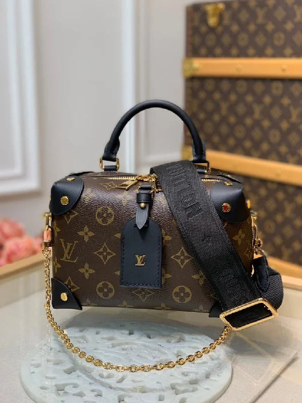 Louis Vuitton Petite Malle Souple Monogram Canvas Black For Women. Women-s Handbags 7.9in/20cm LV M45571