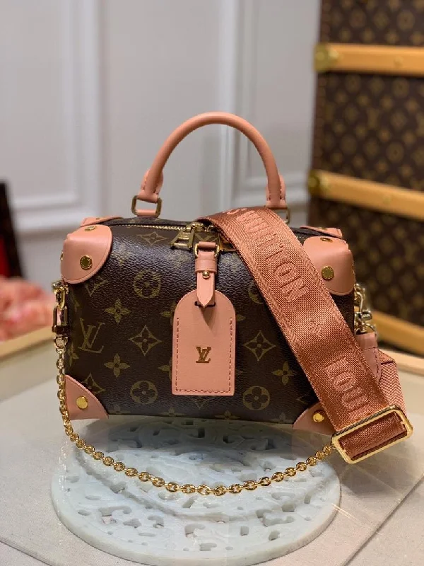 Louis Vuitton Petite Malle Souple Monogram Canvas Pink For Women. Women-s Handbags. Shoulder And Crossbody Bags 7.9in/20cm LV M45531