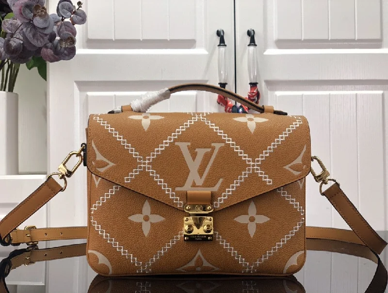 Louis Vuitton Pochette Metis Monogram Empreinte Arizona Brown For Spring. Women-s Handbags. Shoulder And Crossbody Bags 9.8in/25cm LV M46018