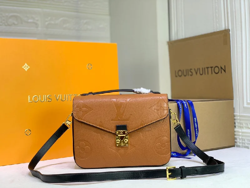 Louis Vuitton Pochette Metis Monogram Empreinte Caramel For Women. Women-s Handbags. Shoulder And Crossbody Bags 9.8in/25cm LV