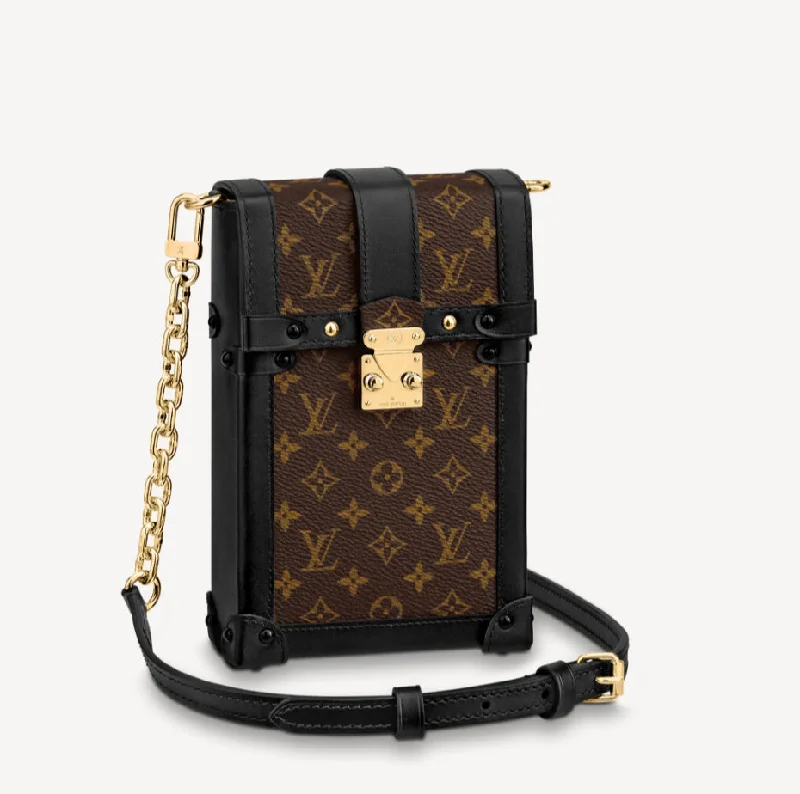 Louis Vuitton Pochette Trunk Verticale Monogram Canvas Black For Women. Women-s Chain Wallet 6.9in/18cm LV M63913