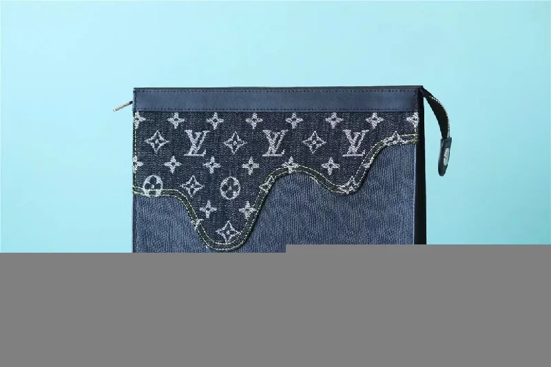 Louis Vuitton Pochette Voyage MM Monogram Drip Black By Nigo For Pre-Spring. Men-s Travel Accessories 27cm LV M45961