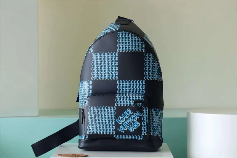 Louis Vuitton Racer Damier Spray Blue For Men. Men-s Backpacks 16in/41cm LV