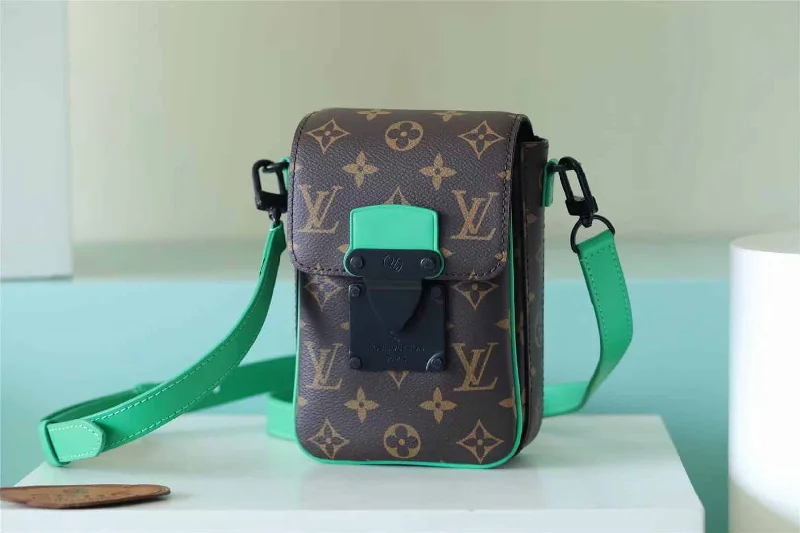 Louis Vuitton S-Lock Vertical Wearable Wallet Monogram Macassar Green For Men. Men-s Bags. Shoulder And Crossbody Bags 7.5in/19cm LV