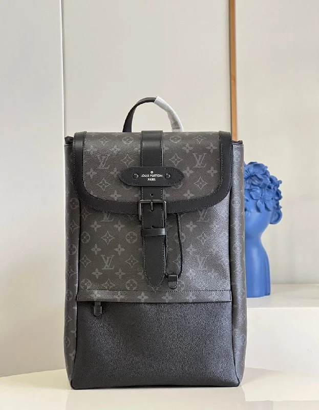 Louis Vuitton Saumur Backpack Monogram Eclipse Canvas For Men. Men-s Bags 42cm LV M45913