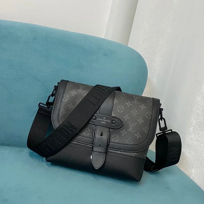 Louis Vuitton Saumur Messenger Monogram Eclipse Canvas For Men. Men-s Bags. Shoulder And Crossbody Bags 11.8in/30cm LV M45911