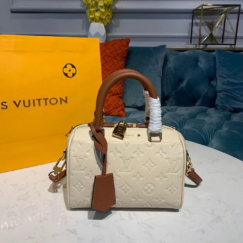 Louis Vuitton Speedy Bandouliere 20 Monogram Empreinte Creme For Women. Women-s Handbags. Shoulder And Crossbody Bags 7.8in/20cm LV