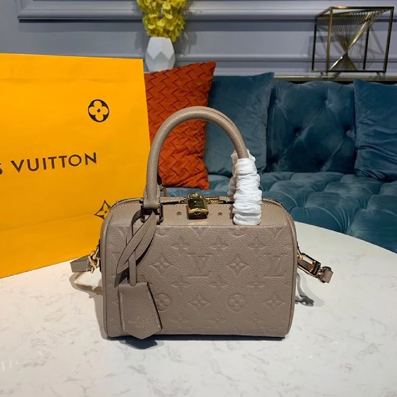 Louis Vuitton Speedy Bandouliere 20 Monogram Empreinte Galet Grey For Women. Women-s Handbags. Shoulder And Crossbody Bags 7.8in/20cm LV