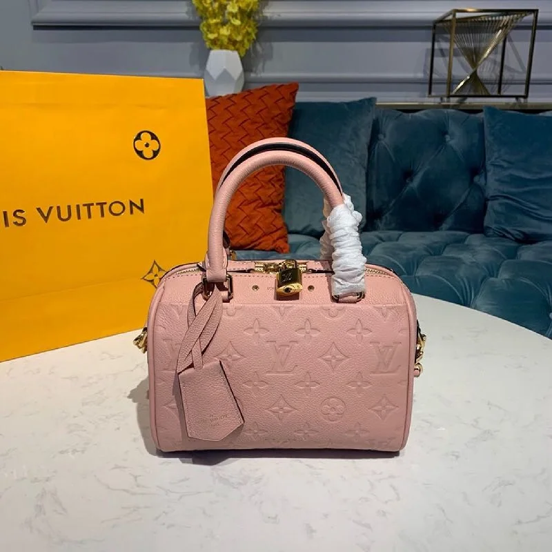 Louis Vuitton Speedy Bandouliere 20 Monogram Empreinte Light Pink For Women. Women-s Handbags. Shoulder And Crossbody Bags 7.8in/20cm LV