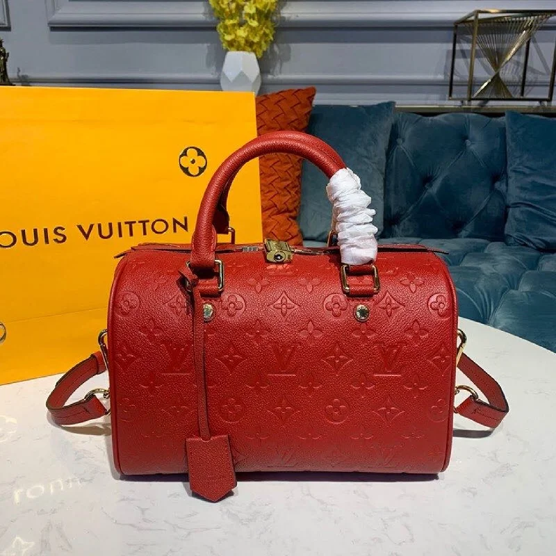 Louis Vuitton Speedy Bandouliere 25 Monogram Empreinte Cherry Red For Women. Women-s Handbags. Shoulder And Crossbody Bags 9.8in/25cm LV