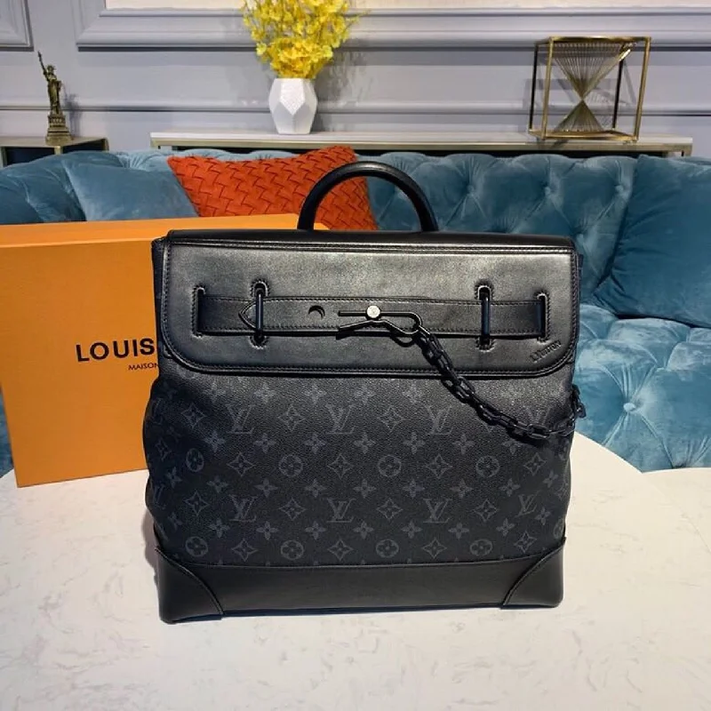 Louis Vuitton Steamer PM Monogram Eclipse Canvas By Virgil Abloh For Men. Men-s Handbags. Shoulder And Crossbody Bags 13.8in/35cm LV M44731