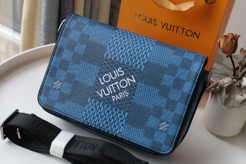 Louis Vuitton Studio Messenger Damier Graphite Blue For Men. Men-s Bags. Shoulder And Crossbody Bags 9.3in/25.3cm LV N50026