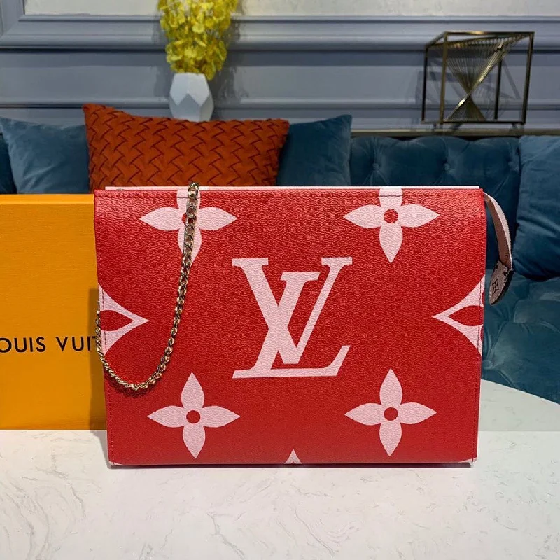 Louis Vuitton Toilet Pouch XL Monogram Geant Canvas Red For Women. Women-s Wallet 10.2in/26cm LV M67692