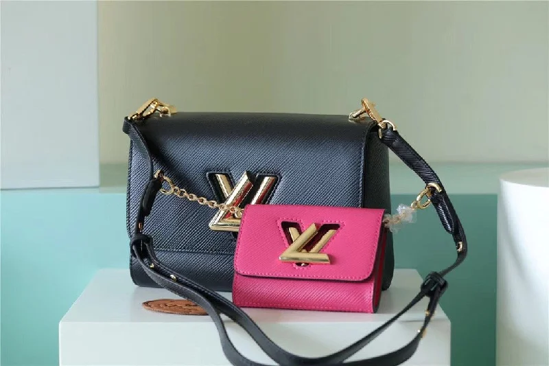 Louis Vuitton Twist MM Bag. Shoulder and Cross Body Bags For Women Black / Fuchsia 9.1in/23cm LV M59885