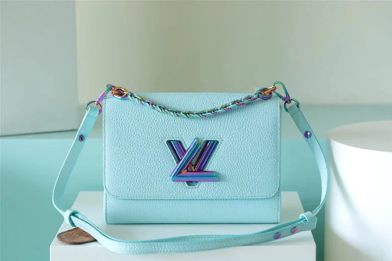 Louis Vuitton Twist MM Grain Blue For Women. Women-s Handbags. Shoulder And Crossbody Bags 9.1in/23cm LV M20694