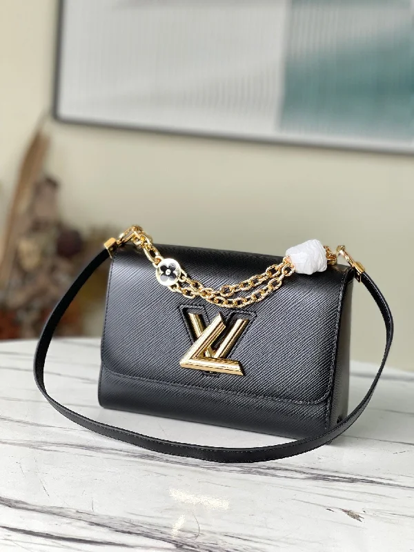 Louis Vuitton Twist MM Monogram Flower Black For Women. Women-s Handbags. Shoulder And Crossbody Bags 9.1in/23cm LV M59402