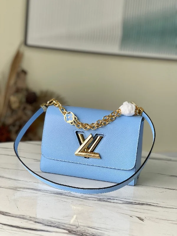 Louis Vuitton Twist MM Monogram Flower Bleu Nuage Blue For Women. Women-s Handbags. Shoulder And Crossbody Bags 9.1in/23cm LV M59627