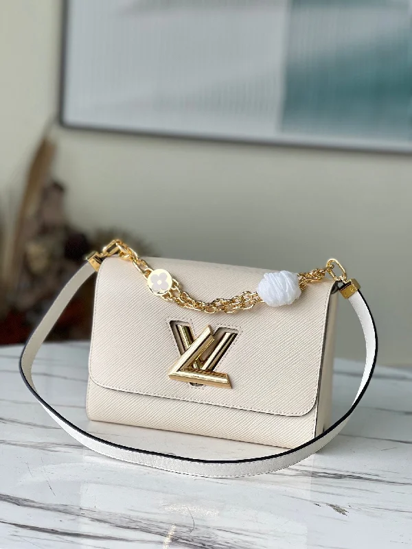 Louis Vuitton Twist MM Monogram Flower Quartz White For Women. Women-s Handbags. Shoulder And Crossbody Bags 9.1in/23cm LV M59403