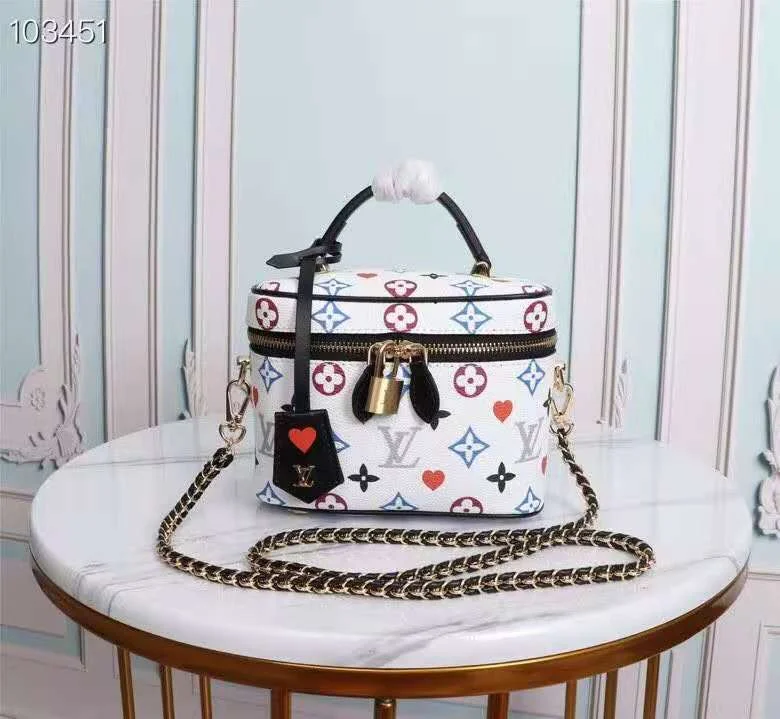 Louis Vuitton Vanity PM Bag Game On Monogram Canvas White By Nicolas Ghesquiere For Women. Women-s Handbags. Shoulder And Crossbody 7.5in/19cm LV M57458