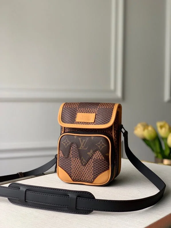 Louis Vuitton x Nino Nano Amazone Messenger Giant Damier Ebene And Monogram Canvas By Virgil Abloh For Men. Men-s Bags 7.1in/18cm LV N40357